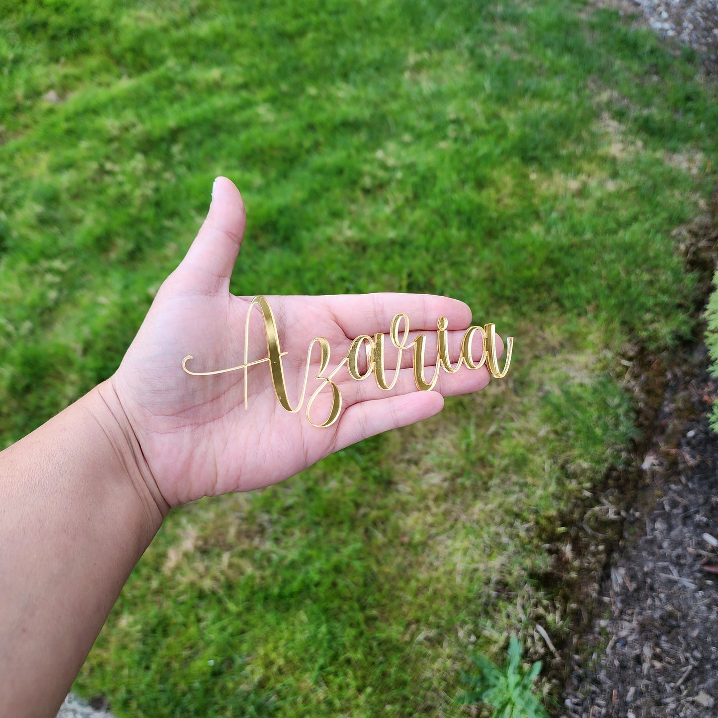 Gold mirror acrylic cutout names