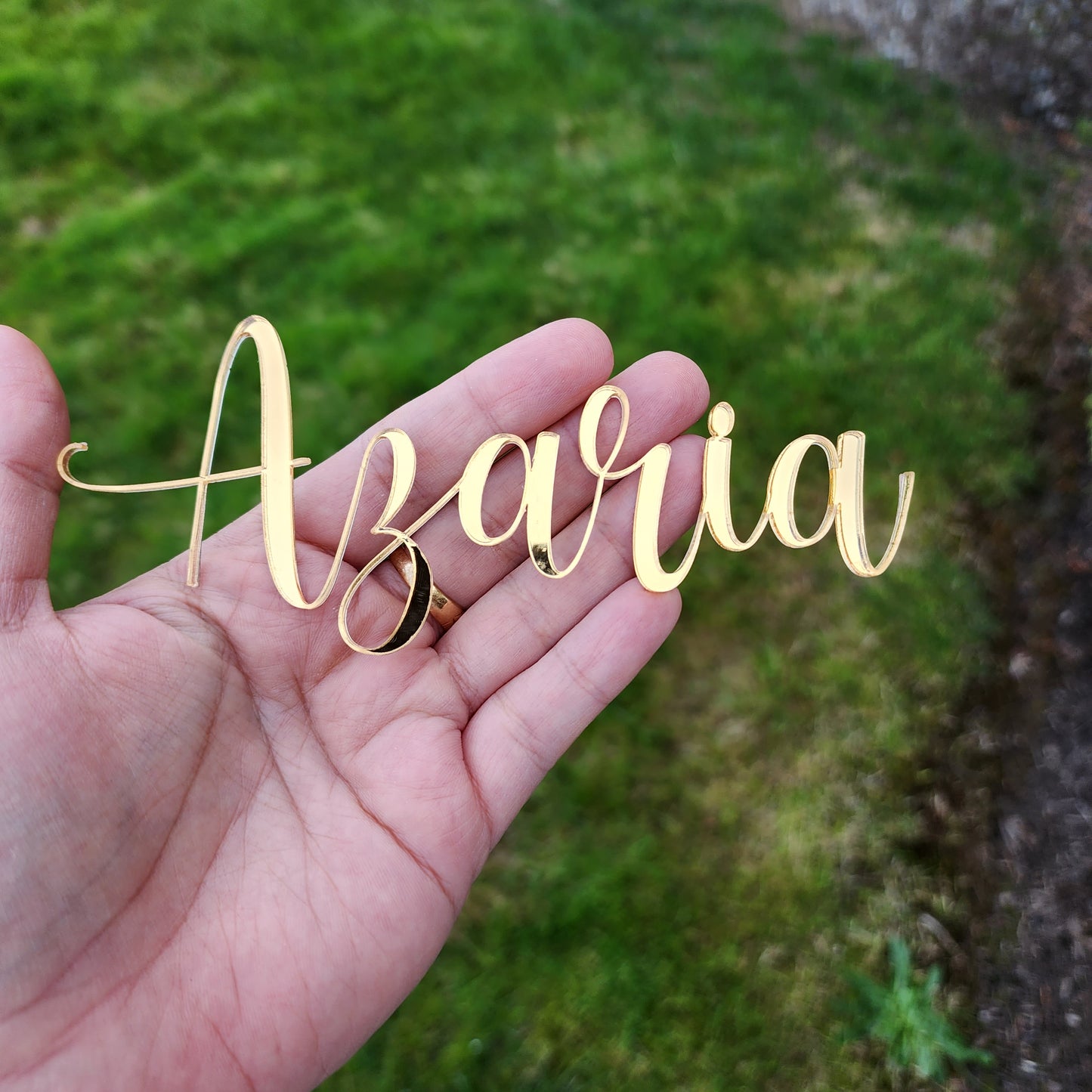 Gold mirror acrylic cutout names