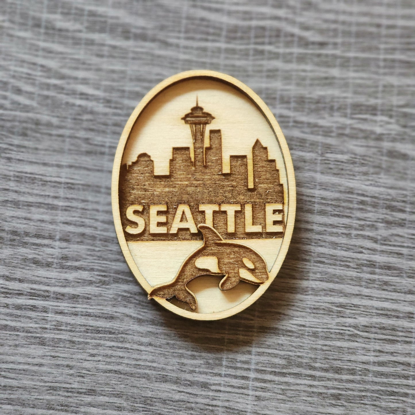 Seattle Magnet with space needle and orcas