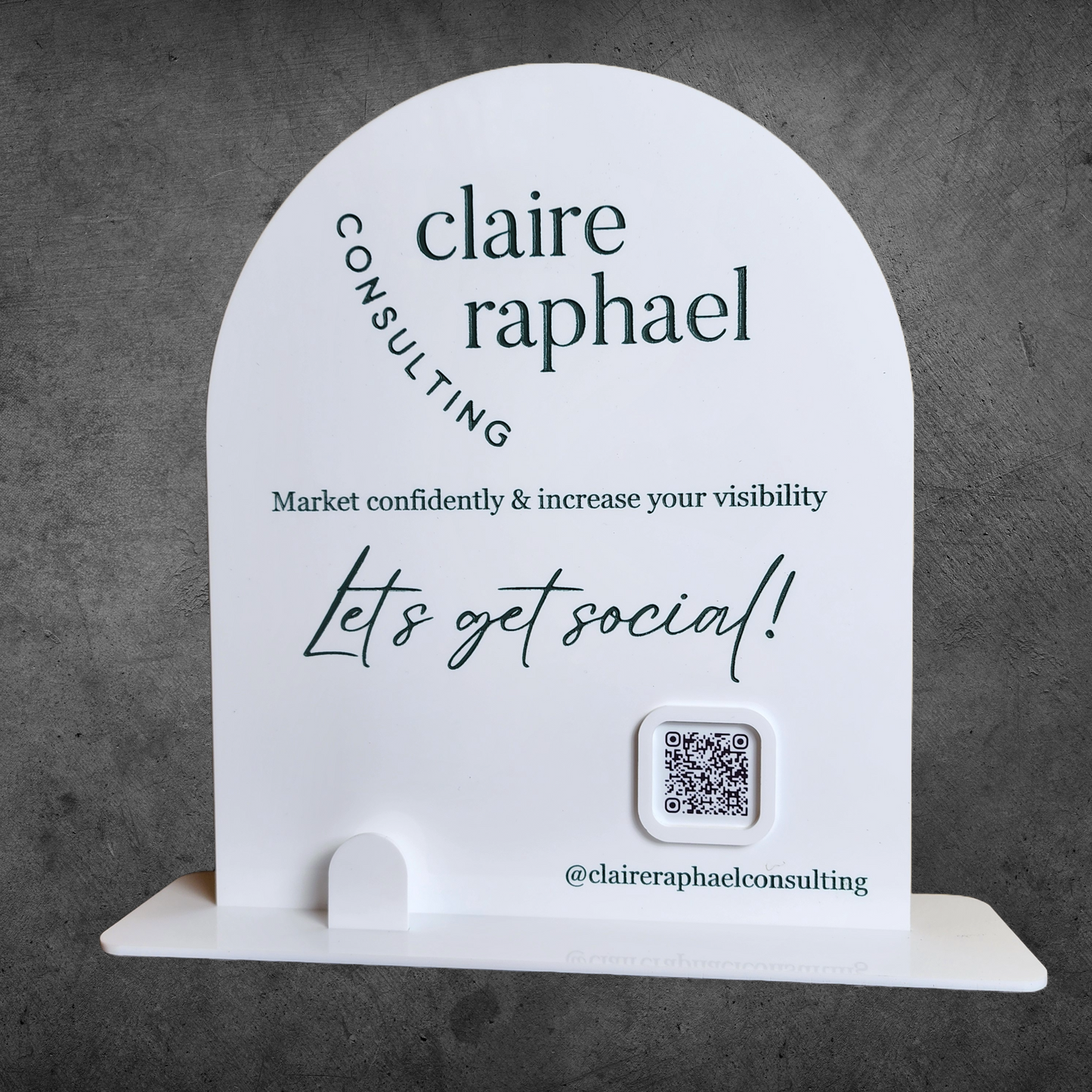 Business Card Holder Sign 12" x 9", Colored Engraved Acrylic