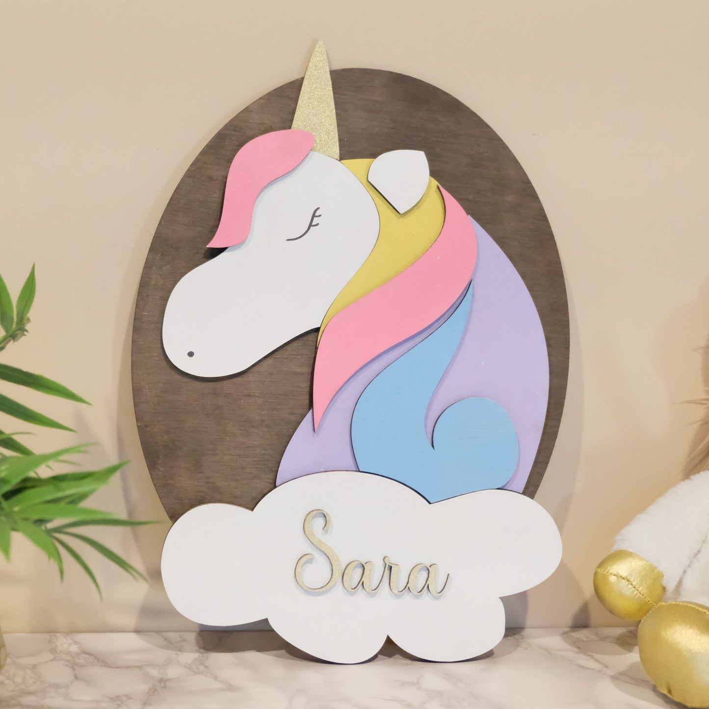 Personalized Unicorn Theme Sign For Girls Room, Little Girls Room Decor