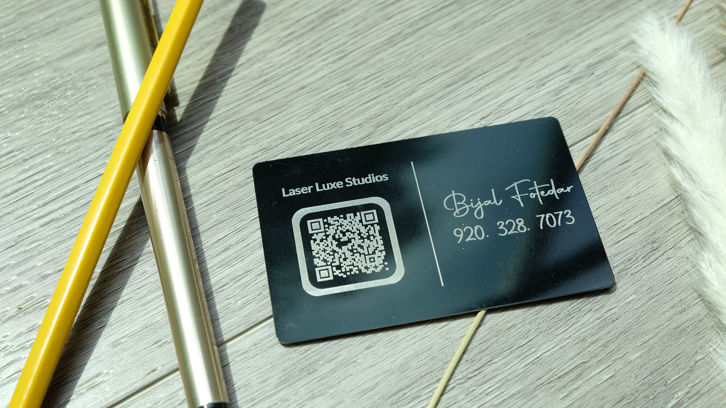 Premium Metal Business Cards with QR codes, Matte