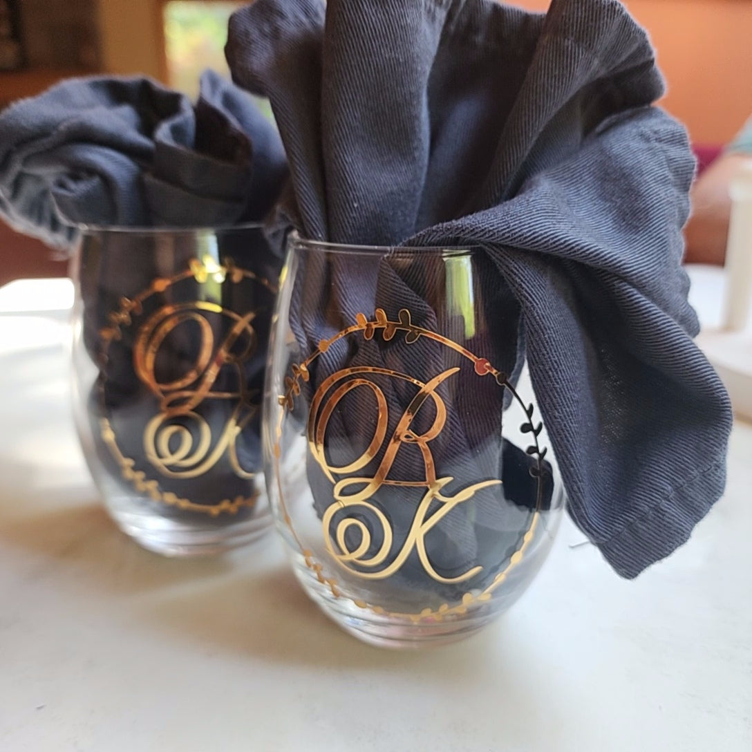 Personalized Monogrammed Wine Glasses, Logo Marked Wineglasses