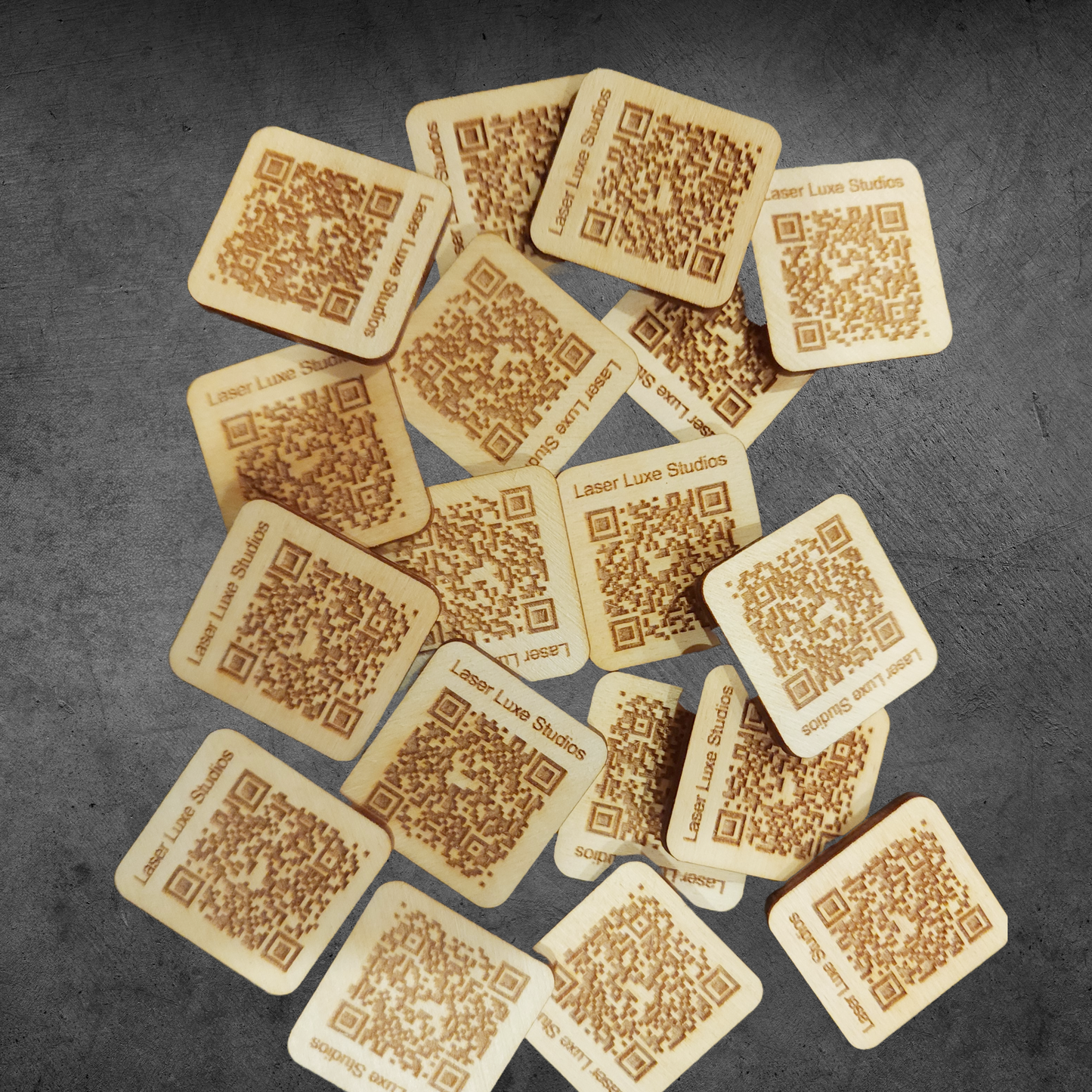 Wooden pucks with QR codes, Pack of 10
