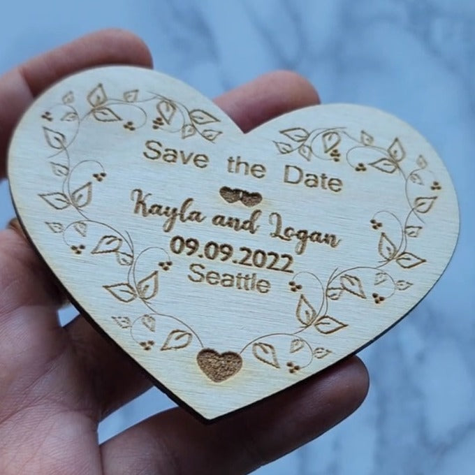Save the date magnet, Personalized Wooden Magnets, 20 pcs