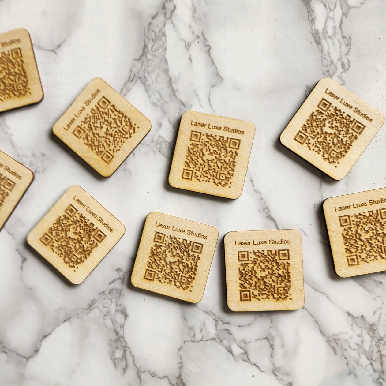 Wooden pucks with QR codes, Pack of 10