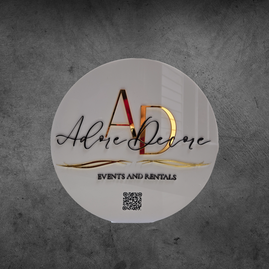 12" Table Top Round Logo Sign with Stand, 3D Acrylic